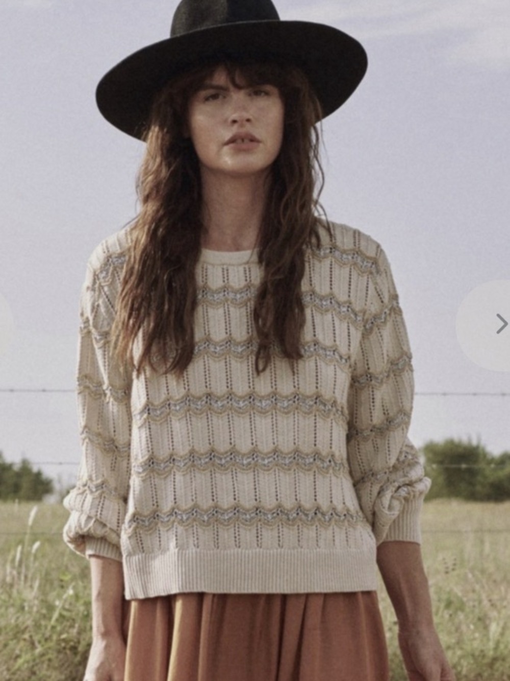 THE GREAT. The Zig Zag Stripe Sweater Stone Medium